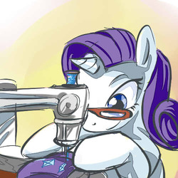 Size: 500x500 | Tagged: safe, artist:lexx2dot0, rarity, pony, unicorn, g4, female, glasses, rarity's glasses, sewing, sewing machine, solo
