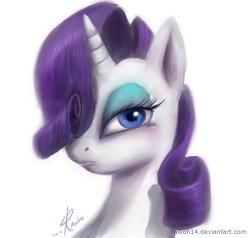 Size: 740x703 | Tagged: safe, artist:grissaecrim, rarity, pony, unicorn, g4, bust, female, hair over one eye, portrait, simple background, solo, white background