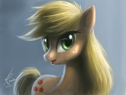 Size: 1024x768 | Tagged: safe, artist:grissaecrim, applejack, earth pony, pony, g4, female, hatless, missing accessory, solo
