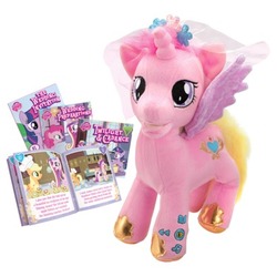 Size: 410x410 | Tagged: safe, applejack, pinkie pie, princess cadance, rainbow dash, twilight sparkle, alicorn, pony, g4, official, book, electronic toy, hasbro, irl, merchandise, official content, photo, plushie, pony wedding, simple background, story, storyteller plush, toy, white background