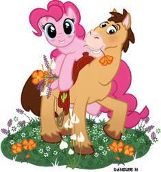 Size: 487x517 | Tagged: safe, artist:danilee3240, pinkie pie, earth pony, pony, g4, bullseye (toy story), bullspie, crack shipping, crossover, crossover shipping, duo, female, male, shipping, simple background, straight, toy story, toy story 2, transparent background