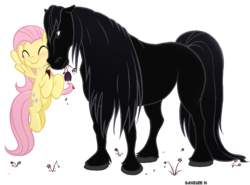 Size: 841x621 | Tagged: dead source, safe, artist:danilee3240, fluttershy, horse, pegasus, pony, g4, crack shipping, crossover, crossover shipping, duo, female, male, shipping, simple background, snow, snowfall, straight, the hunchback of notre dame, transparent background