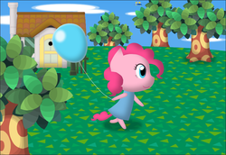 Size: 790x542 | Tagged: safe, artist:theblueprintforlife, pinkie pie, earth pony, pony, g4, animal crossing, bipedal, crossover, nintendo