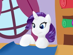 Size: 698x525 | Tagged: safe, artist:mewglethewolf, rarity, pony, g4, carousel boutique, fabric, solo