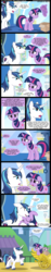 Size: 1001x5363 | Tagged: dead source, safe, artist:veggie55, shining armor, smarty pants, spike, twilight sparkle, dragon, pony, unicorn, g4, bbbff, chariot, comic, glowing, glowing horn, horn, magic, telekinesis, unicorn twilight