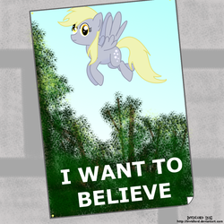 Size: 1000x1000 | Tagged: safe, artist:invidlord, derpy hooves, pegasus, pony, g4, female, i want to believe, mare, poster, solo