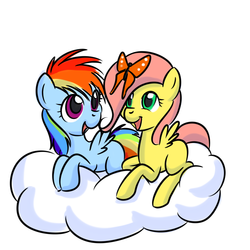 Size: 2500x2500 | Tagged: safe, artist:kloudmutt, fluttershy, rainbow dash, butterfly, g4, filly, high res