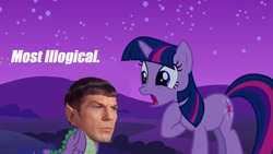Size: 640x360 | Tagged: safe, spike, twilight sparkle, g4, frown, illogical, logic, open mouth, shocked, spock, star trek, vulcan, wat, wide eyes