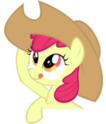 Size: 1800x2100 | Tagged: safe, artist:katiepox, apple bloom, g4, my little pony: friendship is magic, the last roundup, female, filly, foal, hat, silly filly, simple background, tongue out, transparent background, vector