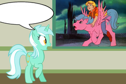 Size: 889x590 | Tagged: safe, screencap, firefly, lyra heartstrings, megan williams, human, pony, g1, g4, rescue at midnight castle, chalkboard, female, human studies101 with lyra, meganfly, meme, riding