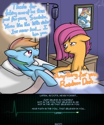 Size: 1000x1200 | Tagged: safe, artist:kymsnowman, edit, rainbow dash, scootaloo, g4, death, feels, female, old, older, sad