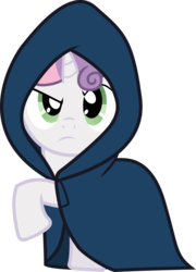 Size: 5980x8297 | Tagged: safe, artist:lightningtumble, sweetie belle, pony, unicorn, g4, absurd resolution, cloak, clothes, female, filly, foal, simple background, solo, transparent background, vector