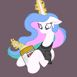 Size: 1002x1002 | Tagged: dead source, safe, artist:joey darkmeat, artist:theshadowdude1031, princess celestia, alicorn, pony, g4, clothes, comfort eating, crying, depressedia, female, ice cream, mare, sherbert, sherbet, short-sleeved sweater, solo, sweater