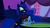 Size: 830x467 | Tagged: safe, screencap, pipsqueak, princess luna, earth pony, pony, g4, luna eclipsed, season 2, caught, colt, concave belly, duo, duo male and female, ethereal mane, ethereal tail, female, foal, long mane, long tail, looking back, male, mare, mouth hold, outdoors, ponyville, slender, spread wings, tail, thin, wings