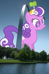 Size: 1000x1500 | Tagged: safe, screwball, pony, g4, giant pony, giantess, irl, macro, missouri, photo, ponies in real life, st louis arch, st. louis, vector