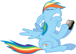 Size: 900x649 | Tagged: safe, rainbow dash, pegasus, pony, g4, female, mare, my life is ruined, partially open wings, self-destruct button, simple background, solo, transparent background, vector, wings