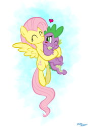 Size: 800x1153 | Tagged: safe, artist:willdrawforfood1, fluttershy, spike, dragon, pegasus, pony, g4, baby, baby dragon, cheek kiss, duo, eyes closed, female, kissing, male, mare, ship:flutterspike, shipping, spikelove, straight