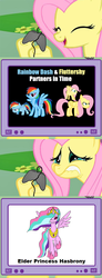 Size: 562x1534 | Tagged: safe, fluttershy, rainbow dash, pegasus, pony, g4, exploitable meme, female, filly, filly fluttershy, filly rainbow dash, fluttercry, gamershy, male, mare, mario, mario & luigi: partners in time, meme, parody, super mario, time paradox, tv meme