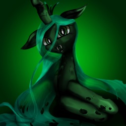 Size: 876x876 | Tagged: dead source, safe, artist:22bubble-eyes22, queen chrysalis, changeling, changeling queen, g4, female, looking at you, solo