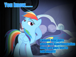 Size: 1002x759 | Tagged: safe, rainbow dash, pegasus, pony, g4, bed, bedroom eyes, female, mare, meme, rainbow dash's house, random, seduce, solo