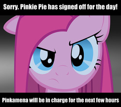 Size: 1062x941 | Tagged: safe, artist:darkkawaiiyuuto, pinkie pie, earth pony, pony, g4, female, image macro, meme, pinkamena diane pie, random, solo