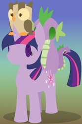 Size: 514x775 | Tagged: safe, artist:shibitheshadowhound, owlowiscious, spike, twilight sparkle, g4