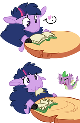 Size: 562x860 | Tagged: safe, artist:elslowmo, spike, twilight sparkle, lamb, sheep, g4, :3, angry, book, cute, eyes on the prize, frown, glare, heart, nom, open mouth, puffy cheeks, smiling, species swap, twilight sheeple