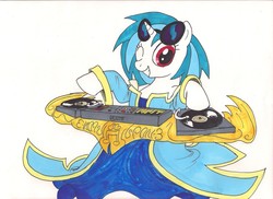 Size: 2338x1700 | Tagged: safe, artist:xarazel, dj pon-3, vinyl scratch, g4, league of legends, sona