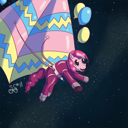 Size: 900x900 | Tagged: safe, artist:alipes, pinkie pie, earth pony, pony, g4, astronaut, astronaut pinkie, solo, space, spacesuit