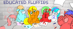 Size: 1200x480 | Tagged: safe, artist:marcusmaximus, fluffy pony, author:oracle, cute, fluffy pony original art, learning, oracle's educated fluffies, weapons-grade cute