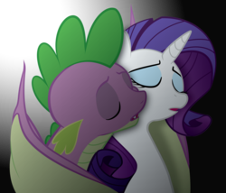 Size: 4538x3890 | Tagged: safe, alternate version, artist:qtmarx, rarity, spike, dragon, pony, unicorn, g4, duo, eyes closed, female, hilarious in hindsight, interspecies, male, older, older spike, ship:sparity, shipping, straight, teenage spike, winged spike, wings