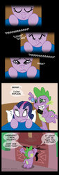 Size: 600x1755 | Tagged: safe, artist:niban-destikim, spike, twilight sparkle, g4, comic, haircut, implied twispike, instant rarity, rarity hair