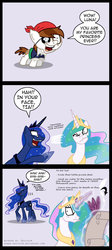 Size: 600x1335 | Tagged: safe, artist:niban-destikim, pipsqueak, princess celestia, princess luna, alicorn, earth pony, pony, g4, colt, comic, foal, male, nightmare night, speech bubble, tyrant celestia