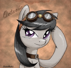 Size: 1488x1424 | Tagged: safe, artist:eeveetachi, octavia melody, earth pony, pony, g4, collar, female, goggles, mare, solo