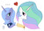 Size: 1300x900 | Tagged: safe, artist:joakaha, princess celestia, princess luna, g4, bust, heart, portrait, profile, s1 luna, sisters