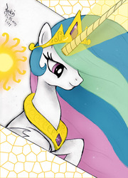 Size: 900x1250 | Tagged: safe, artist:joakaha, princess celestia, pony, g4, female, solo