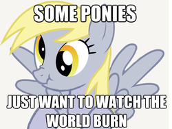 Size: 408x307 | Tagged: safe, derpy hooves, pegasus, pony, g4, female, image macro, mare, solo, some men just want to watch the world burn, the dark knight
