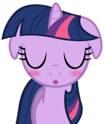 Size: 821x972 | Tagged: safe, twilight sparkle, pony, unicorn, g4, blushing, female, floppy ears, kissing, mare, simple background, solo, transparent background, unicorn twilight