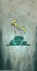 Size: 550x1038 | Tagged: safe, artist:foxinshadow, derpy hooves, pegasus, pony, g4, bubble, cloud, female, mare, solo