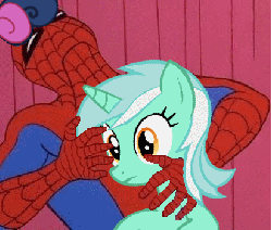Size: 412x350 | Tagged: safe, lyra heartstrings, g4, 60s spider-man, animated, male, meme, spider-man, wat