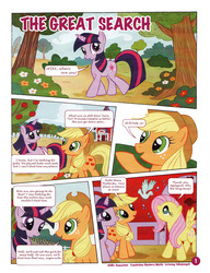 Size: 1021x1330 | Tagged: safe, applejack, fluttershy, spike, twilight sparkle, bird, g4, german comic, official, comic, the great search, twilight is a lion