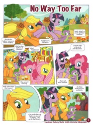 Size: 746x1000 | Tagged: safe, applejack, fluttershy, pinkie pie, spike, twilight sparkle, g4, german comic, official, comic, muffin, no way too far, official content, translation, twilight is a lion