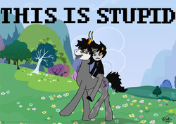 Size: 1000x707 | Tagged: safe, artist:launchycat, crossover, gamzee makara, homestuck, karkat vantas, ponified, this is stupid