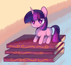 Size: 877x802 | Tagged: safe, artist:pekou, twilight sparkle, pony, unicorn, g4, book, chibi, cute, female, micro, missing cutie mark, smiling, solo, twiabetes