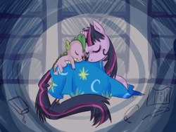 Size: 500x375 | Tagged: safe, artist:voiceless, spike, twilight sparkle, g4, ask, paranoid twilight, sleeping, twilight snapple