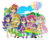 Size: 900x739 | Tagged: safe, artist:baby-bling, applejack, fluttershy, pinkie pie, rainbow dash, rarity, spike, twilight sparkle, human, g4, female, humanized, mane seven, mane six, simple background, transparent background