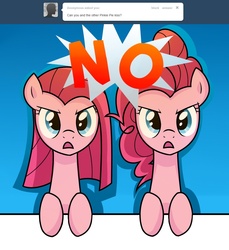 Size: 1024x1118 | Tagged: safe, artist:frankier77, pinkie pie, ask pinkamena diane pie, g4, ask, duality, no, pinkamena diane pie, self ponidox, shipping denied, square crossover, tumblr