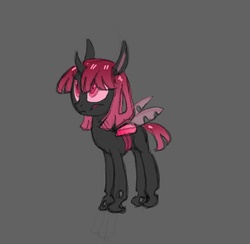 Size: 634x620 | Tagged: safe, artist:carnifex, oc, oc only, unnamed oc, changeling, changeling queen, changeling oc, changeling queen oc, female, gray background, pink changeling, simple background, solo