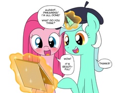 Size: 800x600 | Tagged: safe, artist:frankier77, lyra heartstrings, pinkie pie, ask pinkamena diane pie, g4, ask, beret, cute, cuteamena, dialogue, magic, pinkamena diane pie, tumblr