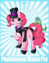 Size: 607x780 | Tagged: dead source, safe, artist:tomoe-chi, gummy, pinkie pie, earth pony, pony, g4, butt, candy, candy cane, female, food, plot